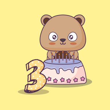 sevimli ayı clebrating parti kawaii karakter