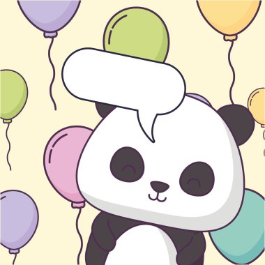 sevimli ayı panda clebrating parti kawaii karakter