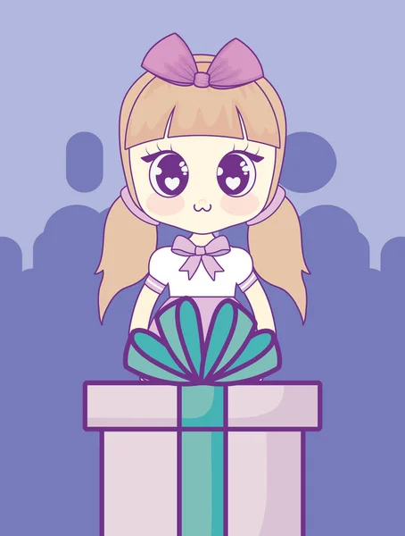 Kawaii anime chica diseño — Vector de stock