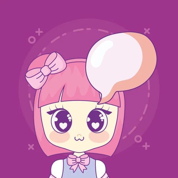 Kawaii anime menina design — Vetor de Stock