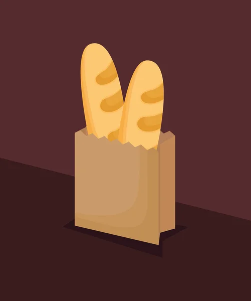 Bolsa con icono de panes — Vector de stock