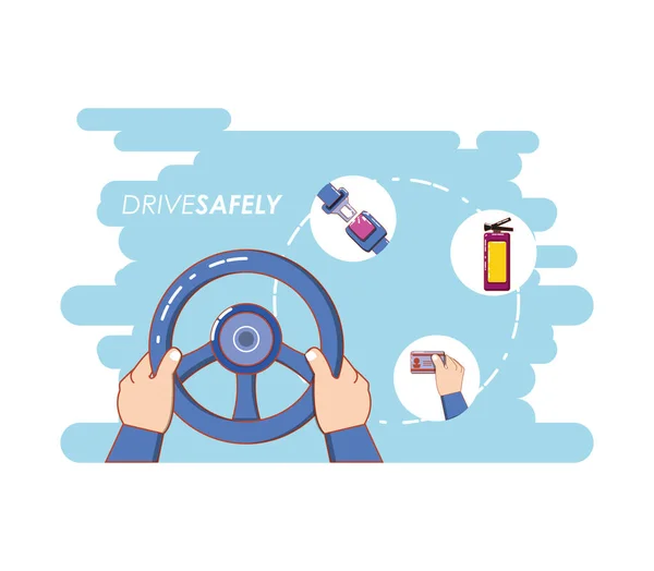 Étiquette de campagne conducteur en toute sécurité — Image vectorielle
