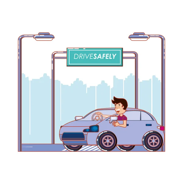 Osoba jízdy pro řidiče bezpečně kampaň — Stockový vektor