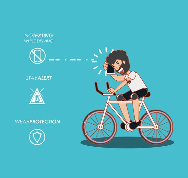 Personas en bicicleta conducir con seguridad campaña — Vector de stock