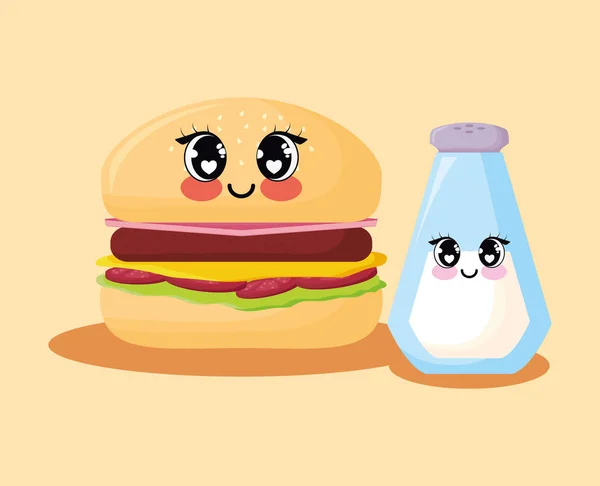 Diseño de alimentos kawaii — Archivo Imágenes Vectoriales