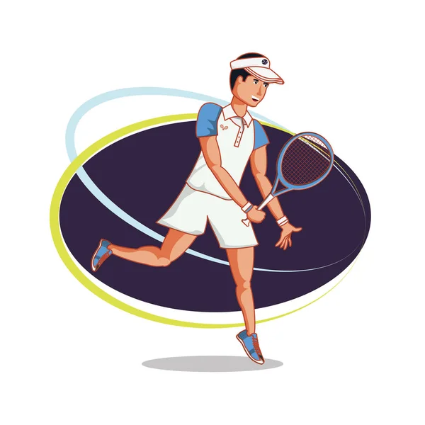 Hombre jugando tenis carácter — Archivo Imágenes Vectoriales