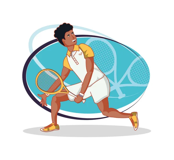 Man playing tennis character — Stock Vector