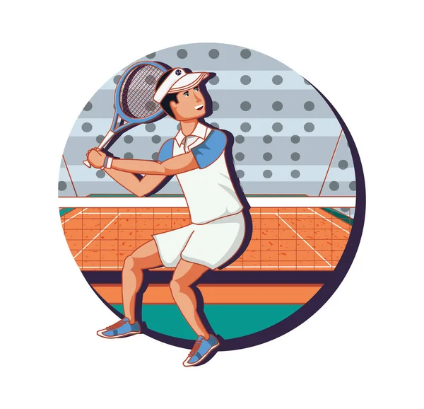 Man playing tennis character — Stock Vector