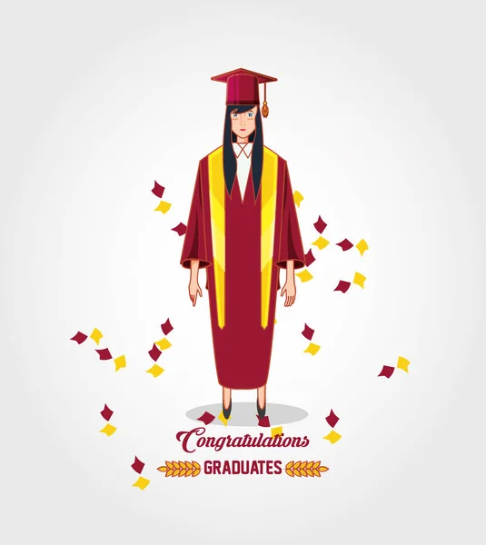 Carácter avatar mujer graduada — Archivo Imágenes Vectoriales