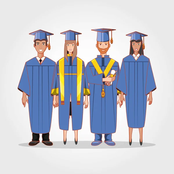 Graduate students avatars characters — Stock Vector