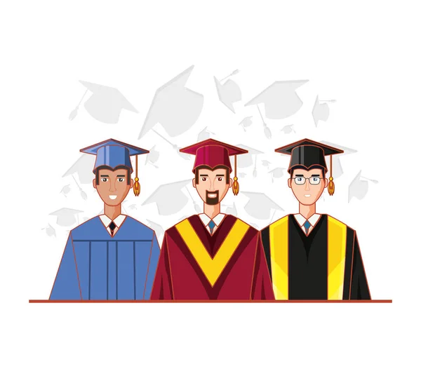 Graduate men avatar character — Stock Vector