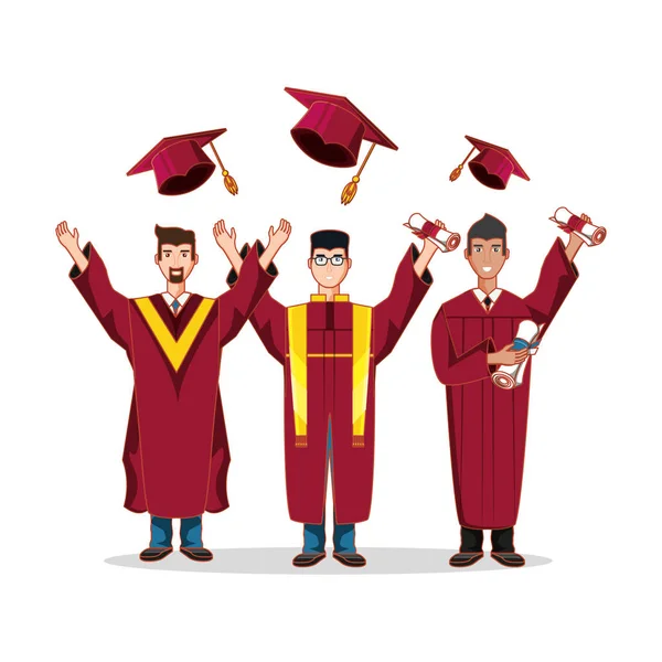 Graduate men avatar character — Stock Vector