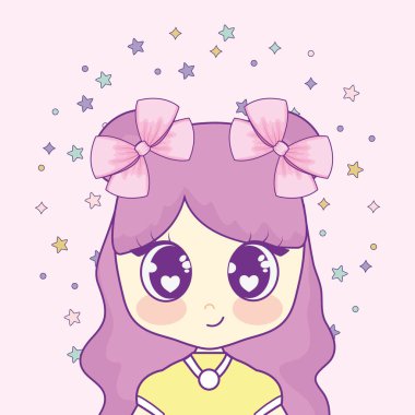 çelenk sıçramak kızla Kawaii