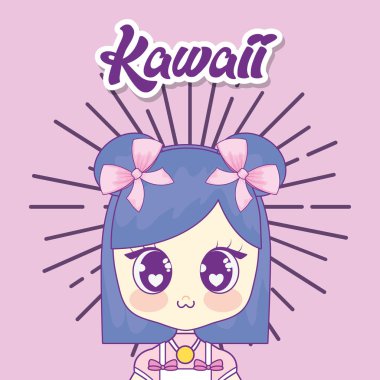 kawaii kız sunburst çerçeve