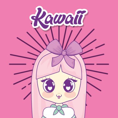 kawaii kız sunburst çerçeve