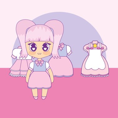 set kıyafetleri ile kawaii kız