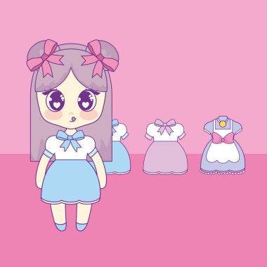 set kıyafetleri ile kawaii kız