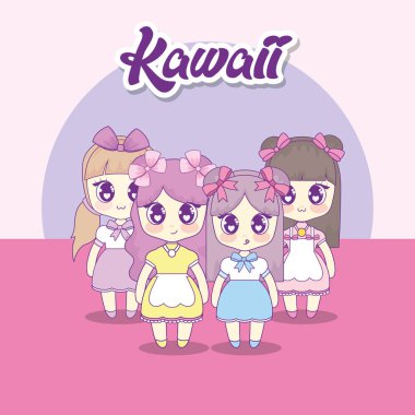 şirin kawaii kızlar karakter grubu
