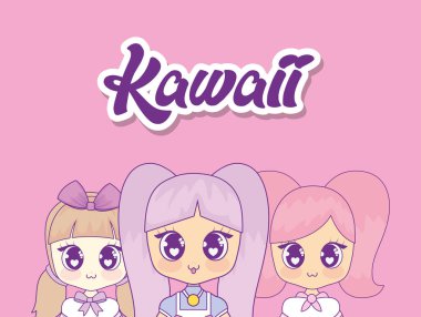 şirin kawaii kızlar karakter grubu