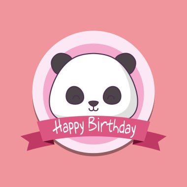 Doğum günü kartı sevimli ayı panda kawaii karakter ile