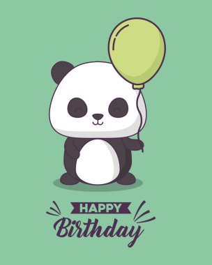 Doğum günü kartı sevimli ayı panda kawaii karakter ile