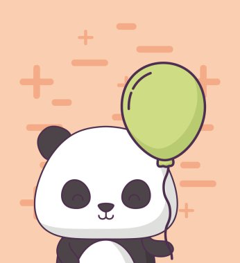 Doğum günü kartı sevimli ayı panda kawaii karakter ile
