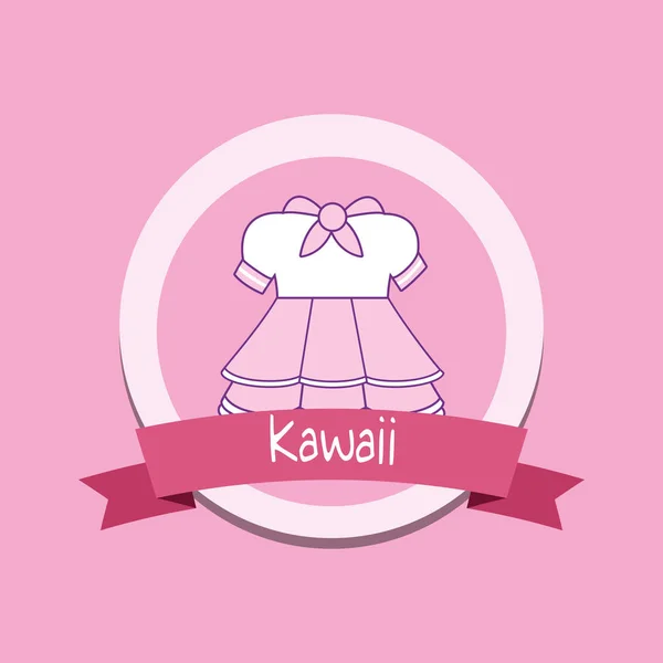 Niedliche Mädchen Kleidung Kawaii-Stil mit Schleife — Stockvektor