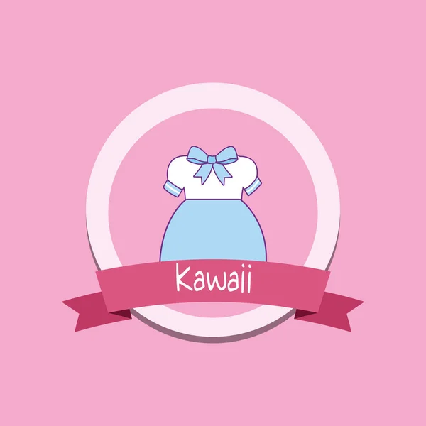 Ładna dziewczyna stylu kawaii ubrania z wstążki — Wektor stockowy