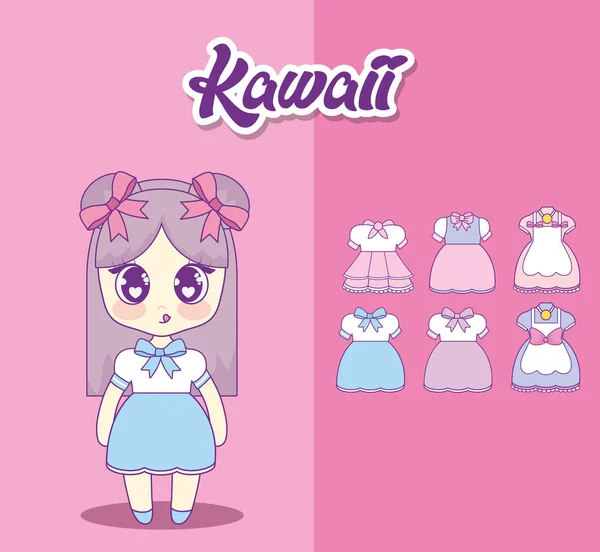 set kıyafetleri ile kawaii kız