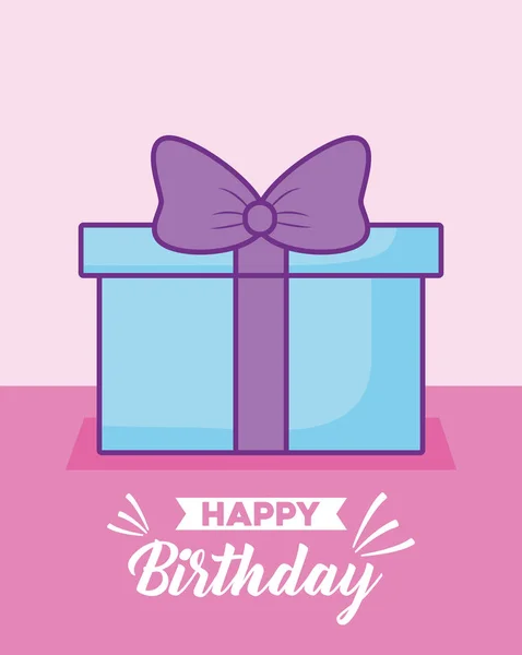 Tarjeta de celebración de cumpleaños feliz con regalos de regalo — Vector de stock