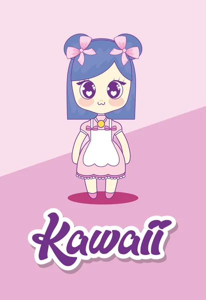 Kawaii ładny dziewczyna znaków — Wektor stockowy