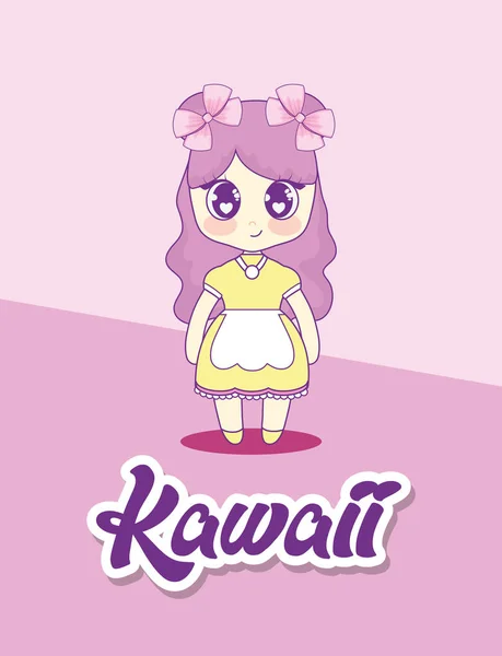 Mignon kawaii fille personnage — Image vectorielle
