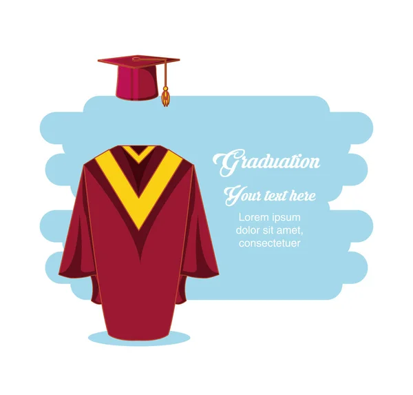 Tarjeta de graduación con uniforme de traje — Archivo Imágenes Vectoriales