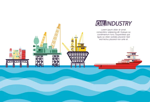 海洋プラットフォームとの石油産業 — ストックベクタ