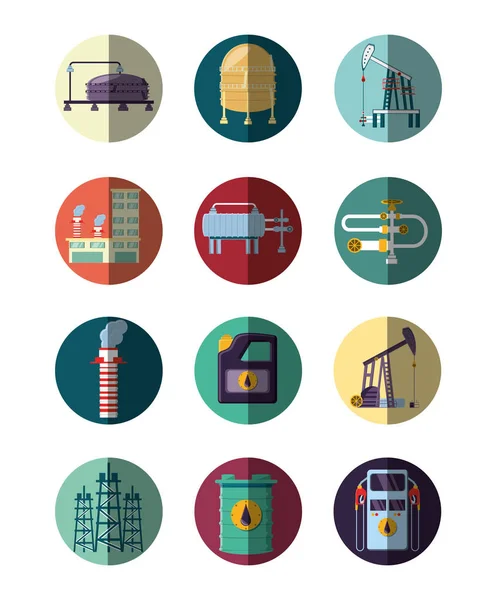 stock vector oil industry set icons