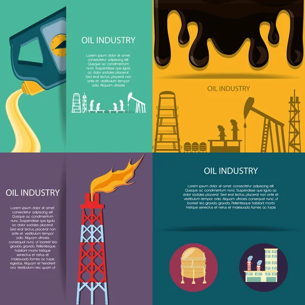 Olie-industrie met raffinaderij plant — Stockvector