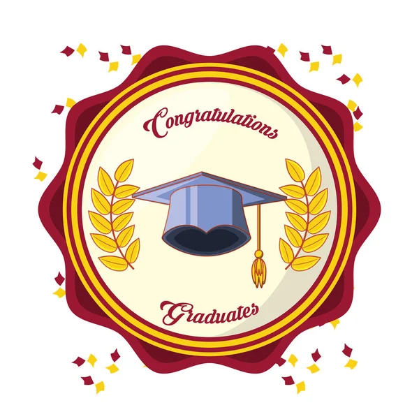 Carte de graduation avec icône chapeau — Image vectorielle