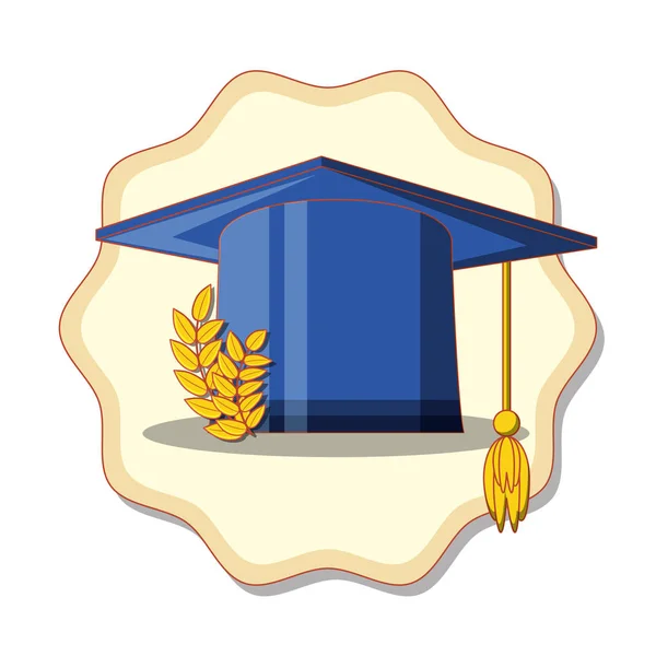 Carte de graduation avec icône chapeau — Image vectorielle