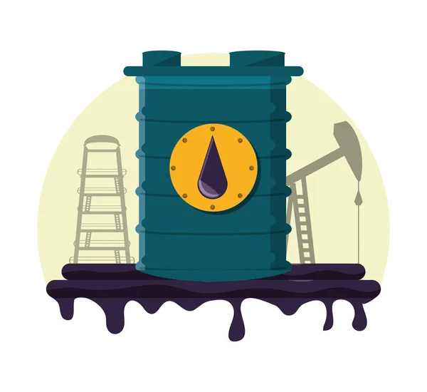 Indústria petrolífera com barril —  Vetores de Stock