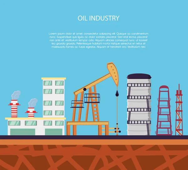 Industrie pétrolière avec raffinerie — Image vectorielle