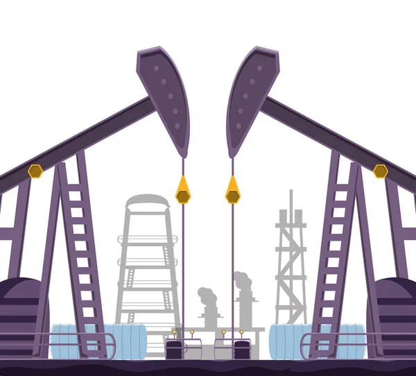 Нефтедобывающая промышленность с заводом — стоковый вектор