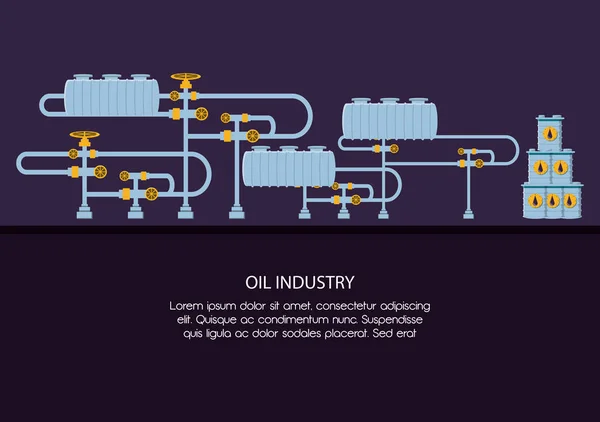 Industria petrolera con estructura de tubería — Vector de stock