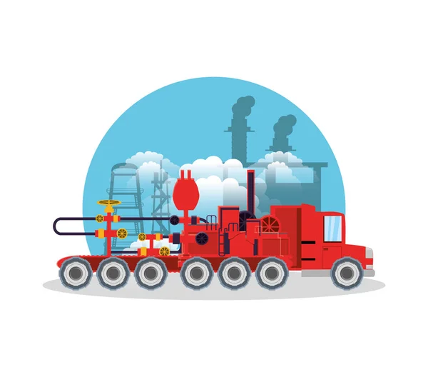 Oil industry with transport vehicles — Stock Vector