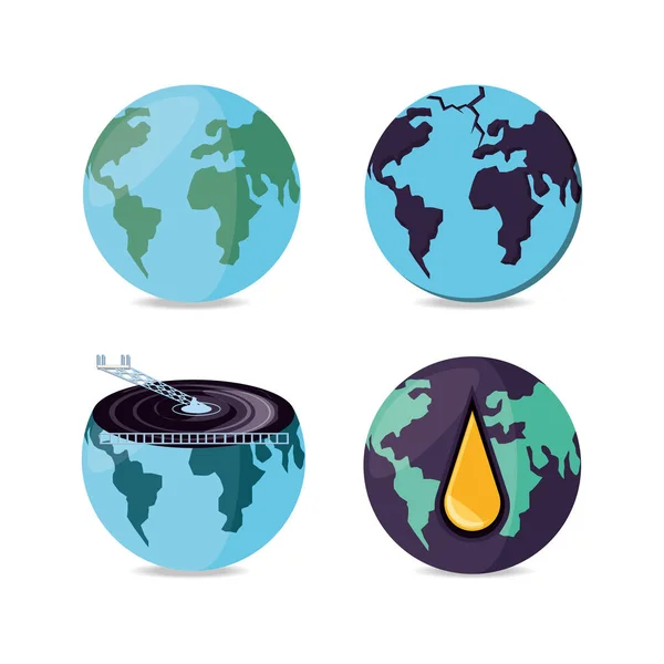 Industrie pétrolière avec la planète mondiale — Image vectorielle