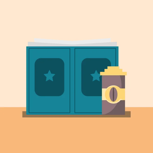 Book and coffee icon — Stock Vector