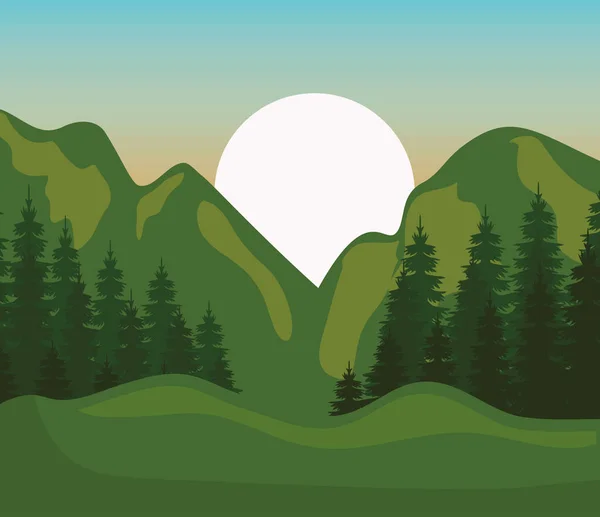 Montanhas Paisagem Design Colorido Ícone Ilustração Vetorial — Vetor de Stock