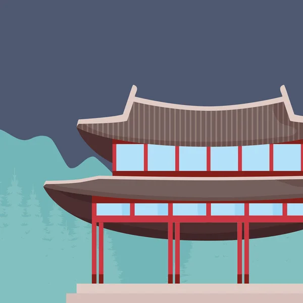 Icônico asiático palácio design — Vetor de Stock
