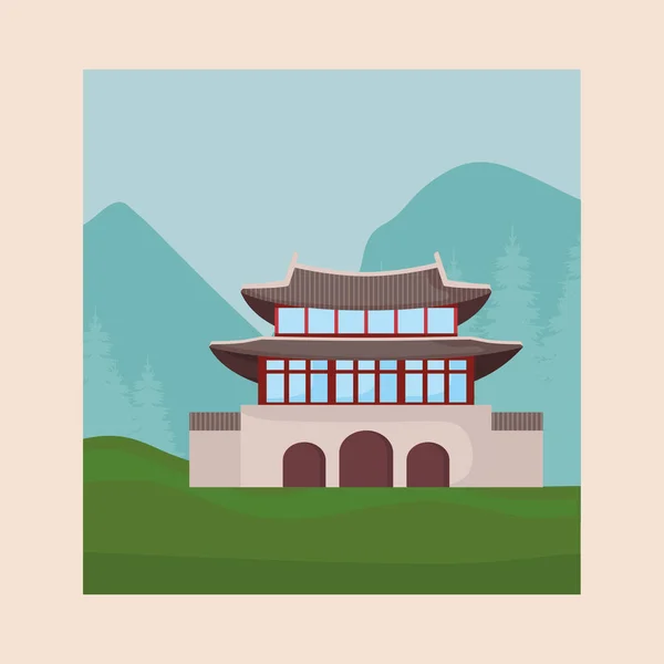 Культовый азиатский дизайн дворца — стоковый вектор