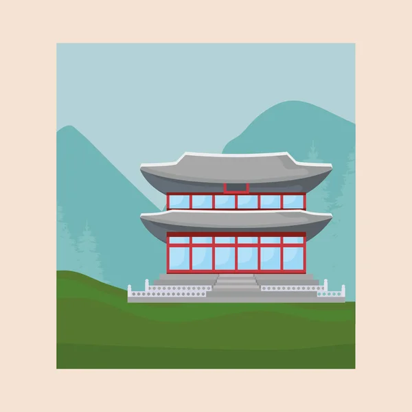 Iconic asian palace design — Stock Vector