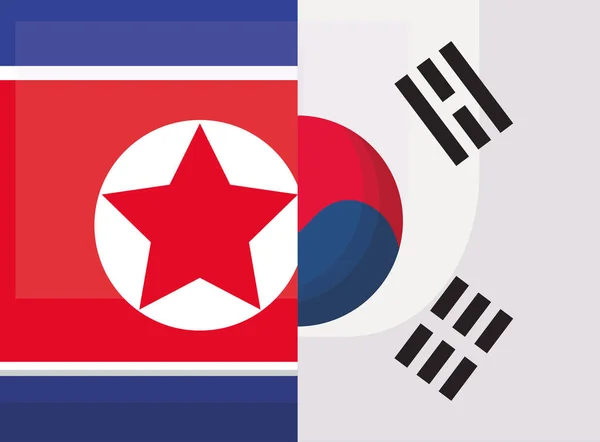 North korea and south korea design — Stock Vector